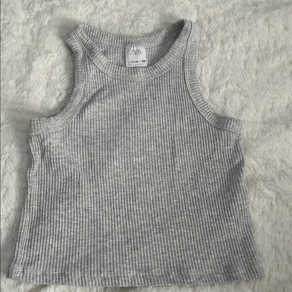 Gray Ribbed Tank Top